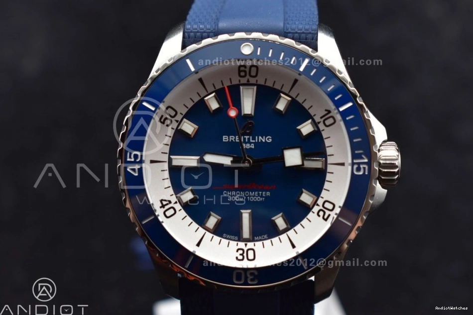 Automatic Blue Dial on 1168 Rubber 1:1 A SS Strap Blue SuperOcean 42 Contemporary BLSF Best Edition 0214